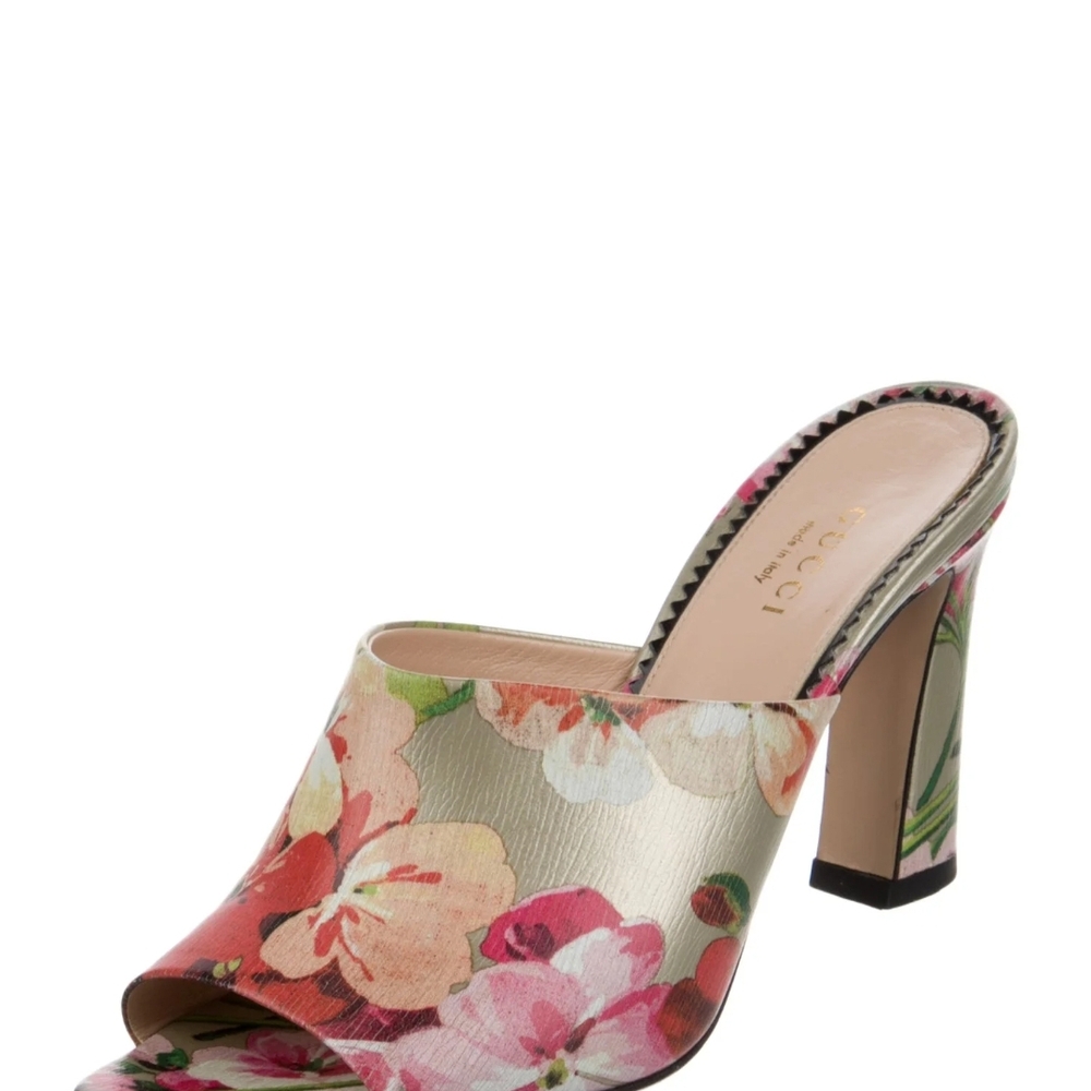 Gucci Pink and Green Floral Heels